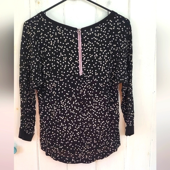 Mauve Mixed Media Polkadot 3/4 Sleeve Top - Picture 5 of 6